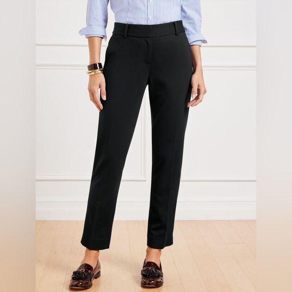 TALBOTS SIZE 10 BLACK HAMPSHIRE STRAIGHT ANKLE PANTS POLY-VISCOSE-SPANDEX - Picture 11 of 12